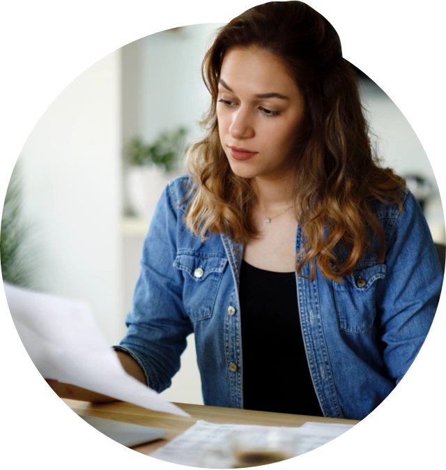 woman in workforce reviewing her credentials